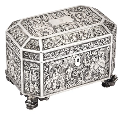 Lot 7 - Chinese Export Silver Tea Caddy Lee Ching,...