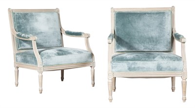 Lot 340 - Pair of Louis XVI Style Velvet Upholstered...