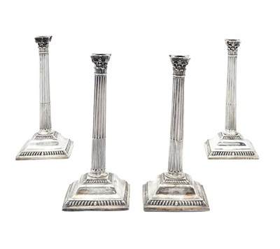 Lot 153 - Set of Four George III Sterling Silver Candlesticks