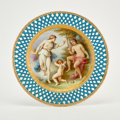Lot 90 - Group of English Porcelain Reticulated Cabinet Plates Depicting Neoclassical Scenes
