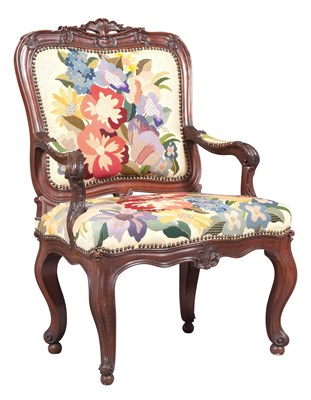 Lot 305 - Victorian Rococo Mahogany Armchair