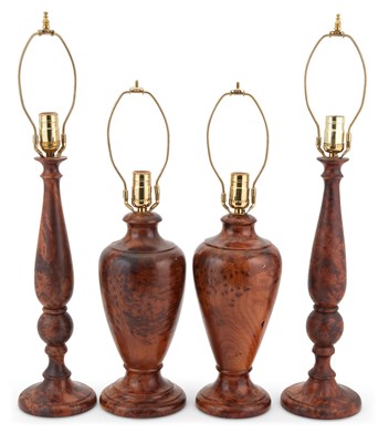 Lot 223 - Group of Four Treen Turned Lamps Height of...