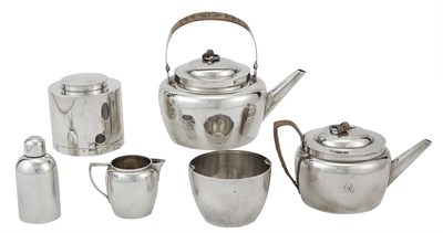 Lot 215 - Victorian Sterling Silver Traveling Tea Service Designed by Christopher Dresser
