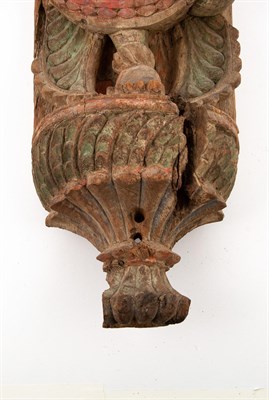 Lot 83 - Three Indian Carved Wooden Figural Brackets