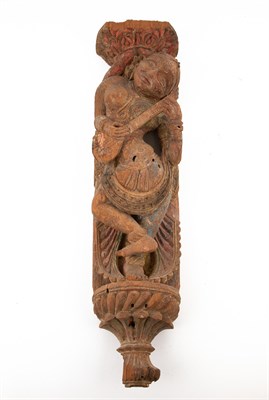 Lot 83 - Three Indian Carved Wooden Figural Brackets