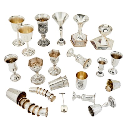 Lot 85 - Group of  Silver Judaica Kiddish Cups and Vessels