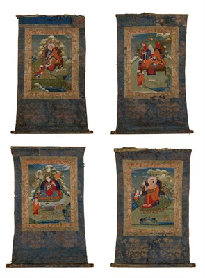 Lot 558 - Four Tibetan Thangkas from an Arhat Set
