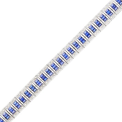 Lot 1026 - White Gold, Sapphire and Diamond Bracelet