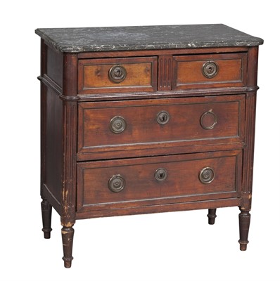 Lot 201 - Louis XVI Marble Top Mahogany Commode