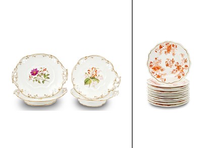 Lot 1086 - Set of Twelve English Porcelain Dinner Plates;...
