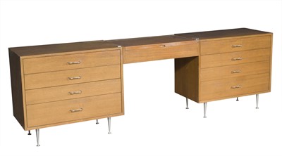 Lot 555 - Pair of George Nelson Walnut and Chromed Metal Chests of Dressers with Floating Vanity