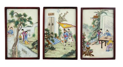 Lot 144 - Three Chinese Enameled Porcelain Plaques