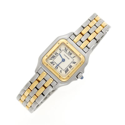 Lot 1029 - Cartier Stainless Steel and Gold 'Panthère' Wristwatch
