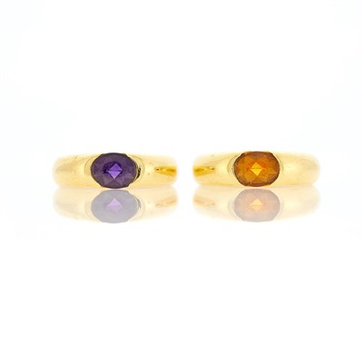 Lot 1038 - H. Stern Two-Color Gold, Amethyst and Citrine Band Rings