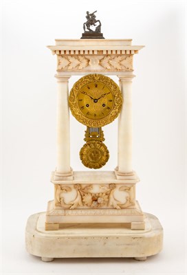 Lot 237 - Empire Alabaster Portico Clock