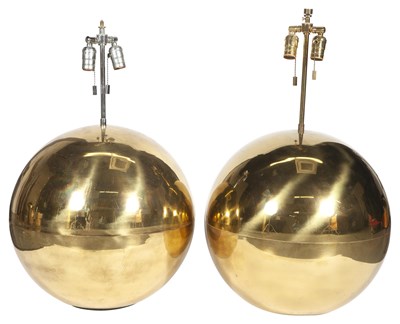 Lot 161 - Two Karl Springer Brass Ball Lamps