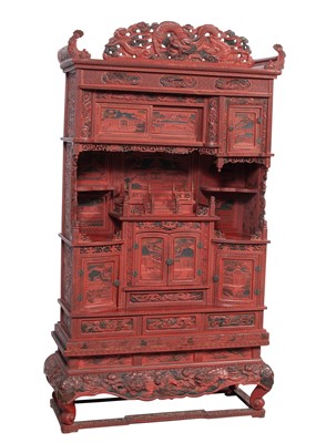 Lot 780 - A Japanese Red Lacquer Cabinet