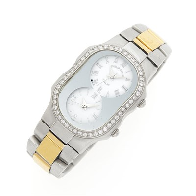 Lot 1135 - Philip Stein Stainless Steel and Diamond Dual Face 'Teslar' Wristwatch