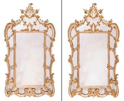 Lot 120 - Pair of George III Style Silvered Wood Mirrors
