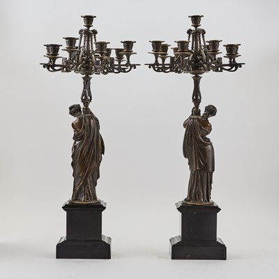 Lot 264 - Pair French Gilt and Patinated Bronze Candelabra