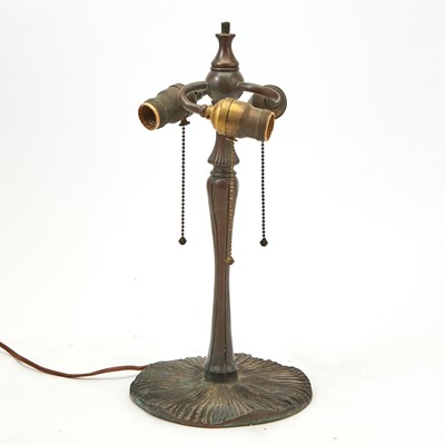 Lot 369 - Art Nouveau Style Three Light Bronze Lily Pad Lamp Base