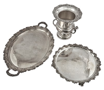 Lot 291 - Silver Plated Wine Cooler and Two Silver Plated Trays