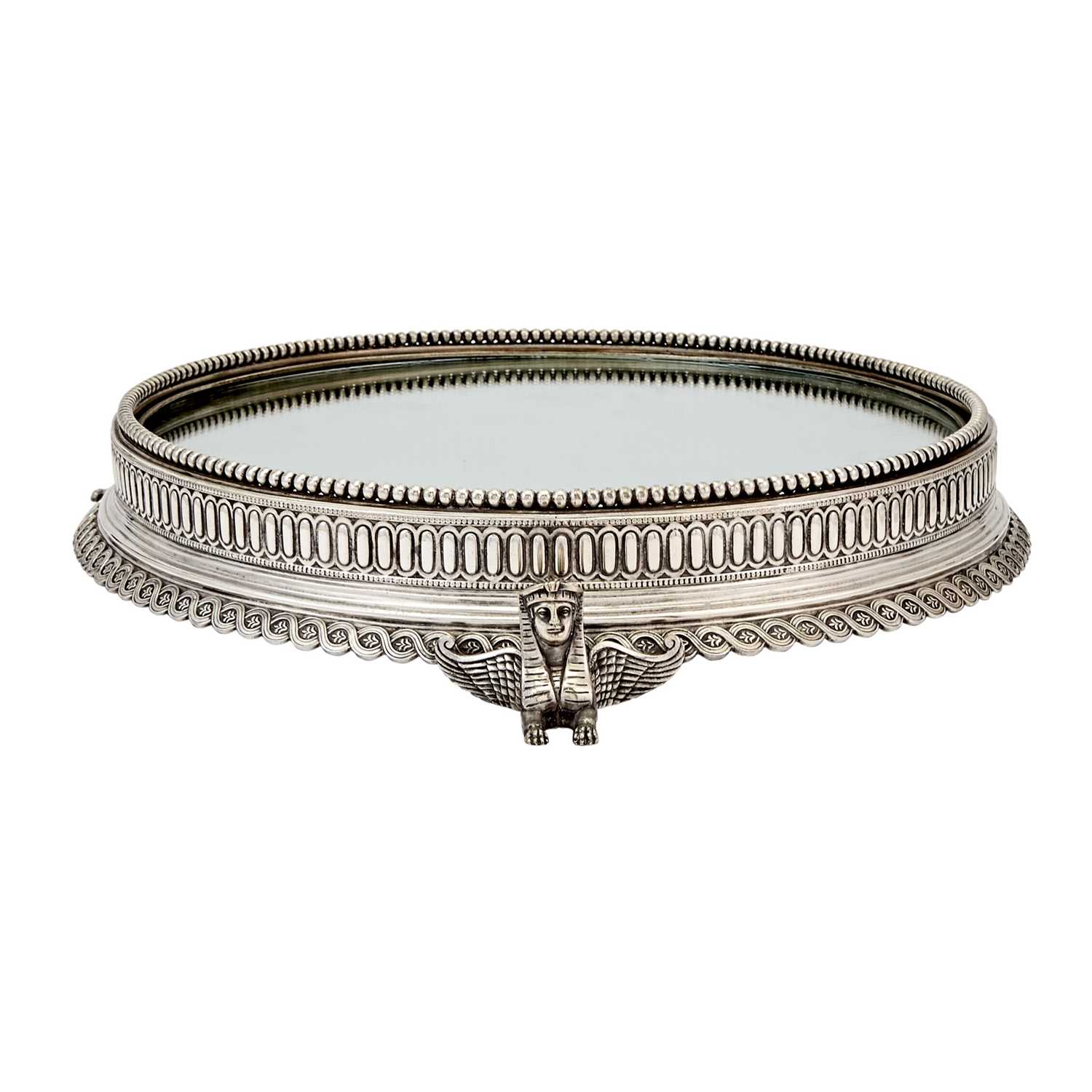 Lot 136 - Egyptian Revival Silver Plated Mirror Plateau