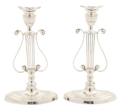 Lot 1026 - Pair of American Silver Plated Candlesticks