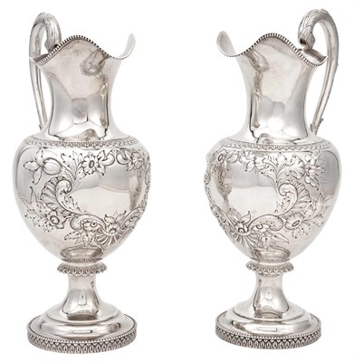 Lot 111 - Pair of American Silver Water Pitchers