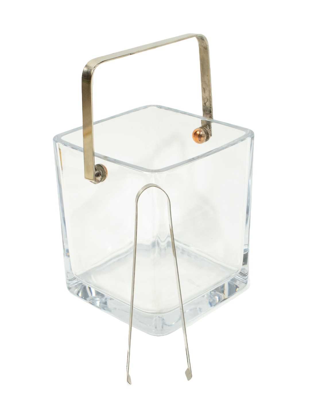 Glass Ice Bucket and Tongs