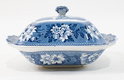 Transfer Decorated Covered Tureen and Gavy Plate