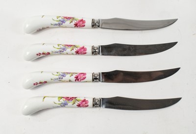 Set of 4 Sheffield England Porcelain Handled Stainless Steel Knives