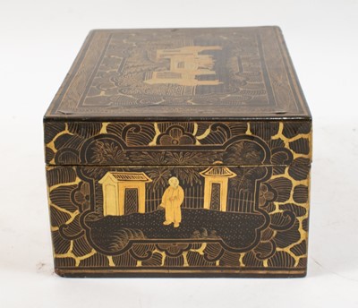 Lot 134 - Three Chinese Parcel Gilt and Black Lacquer Tea Caddies