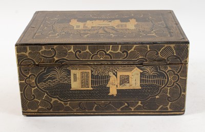 Lot 134 - Three Chinese Parcel Gilt and Black Lacquer Tea Caddies