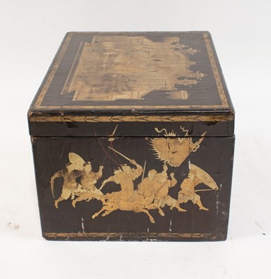 Lot 134 - Three Chinese Parcel Gilt and Black Lacquer Tea Caddies