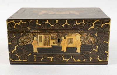 Lot 134 - Three Chinese Parcel Gilt and Black Lacquer Tea Caddies