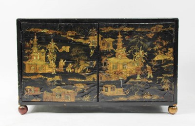 Lot 107 - Chinese Parcel Gilt Lacquer Table Top Cabinet