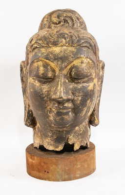 Lot 131 - Chinese Parcel-Gilt Metal Head of a Buddha