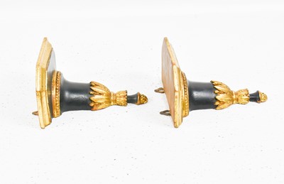 Pair of Black and Gilt Decorated Wall Brackets