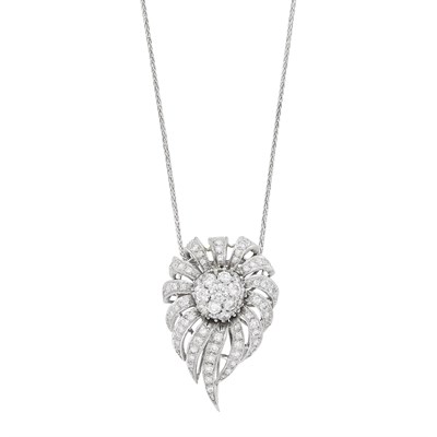 Lot 1060 - White Gold and Diamond Pendant with Chain Necklace