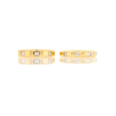 Lot 1042 - Hermès Paris Pair of Gold and Diamond Band Rings