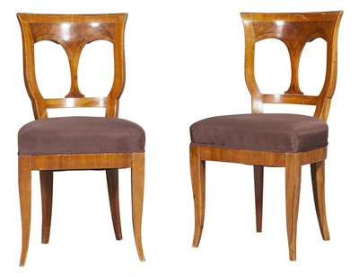 Lot 302 - Set of Four Biedermeier Walnut Side Chairs...