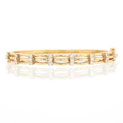 Lot 2127 - Gold and Diamond Bangle Bracelet