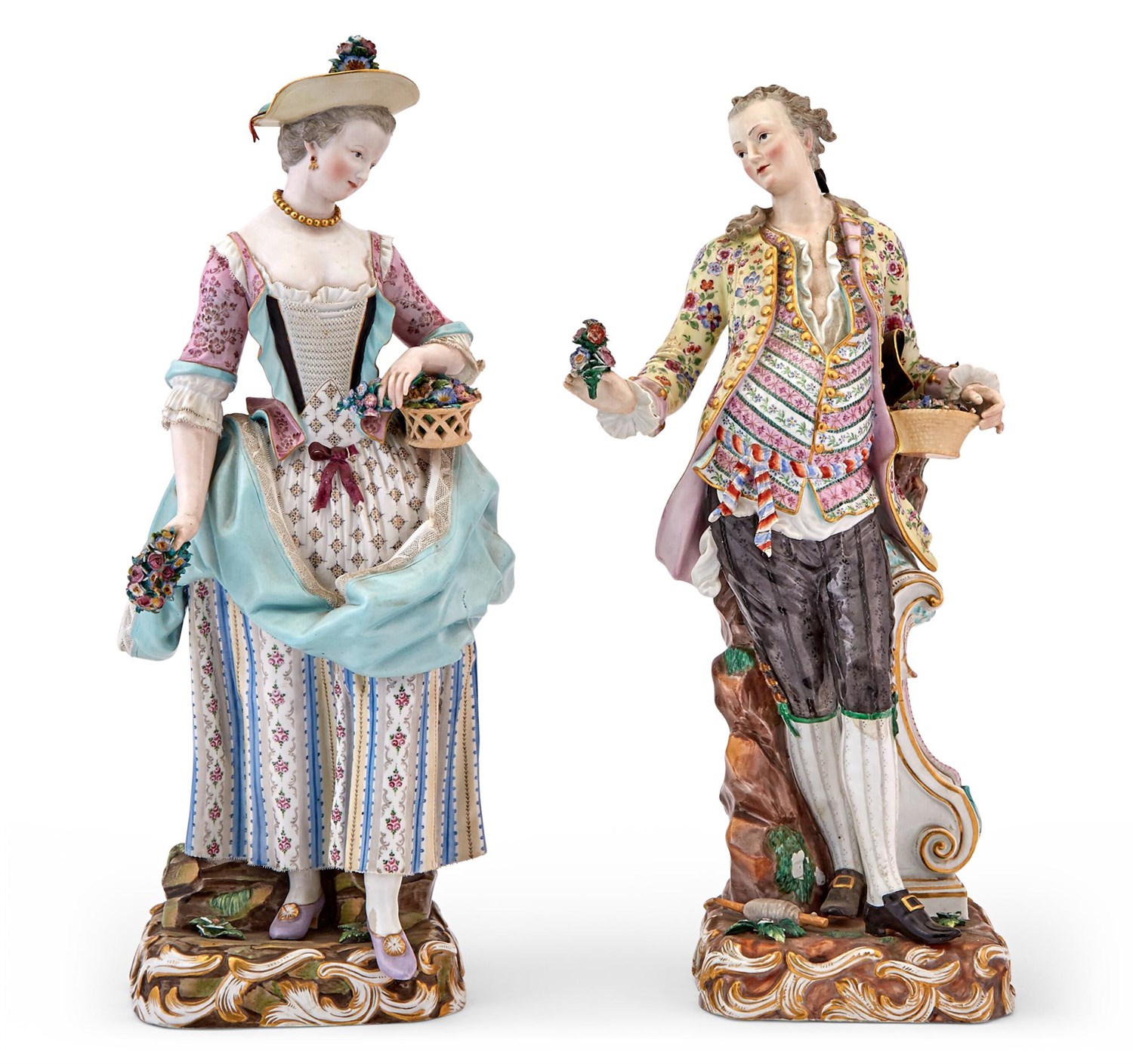 Lot 193 - Pair of Large Meissen Porcelain Figures of a Man and Woman