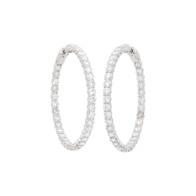 Lot 95 - Pair of White Gold and Diamond Hoop Earrings