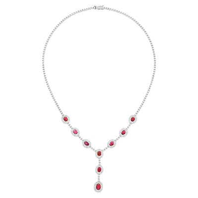 Lot 104 - White Gold and Ruby Necklace