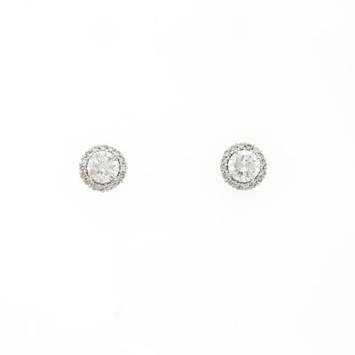 Lot 1105 - Pair of White Gold and Diamond Stud Earrings