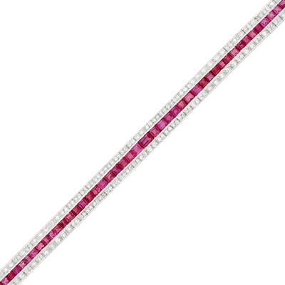 Lot 225 - Platinum, Ruby and Diamond Bracelet