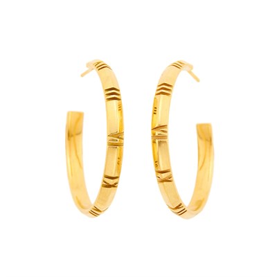 Lot 2013 - Tiffany & Co. Pair of Gold 'Atlas' Hoop Earrings