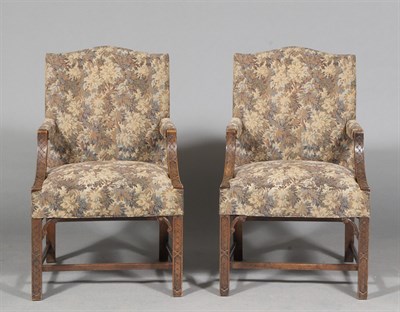 Lot 252 - Pair of George III Style Upholstered Mahogany...